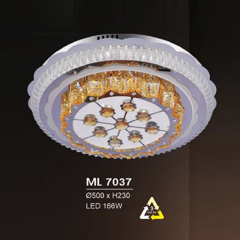 HF - ML 7037: Đèn áp trần LED - KT: 500mm x H230mm - Đèn  LED 166W đổi 3 màu