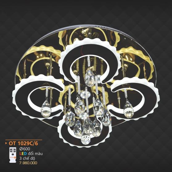 AD - OT  1029C/6: Đèn áp trần LED - KT: Ø600mm - Đèn LED đổi 3 màu - Remote