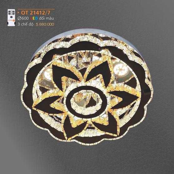 AD - OT 21412/7 : Đèn áp trần LED - KT: Ø600mm - Đèn LED đổi 3 màu - Remote