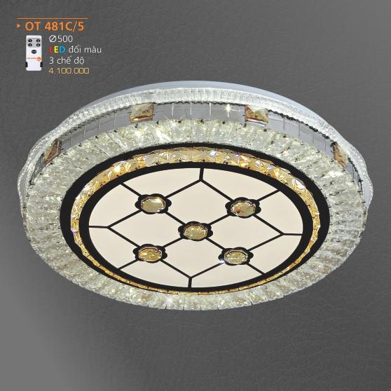 AD - OT 481C/5: Đèn áp trần LED - KT: Ø500mm - Đèn LED đổi 3 màu - Remote