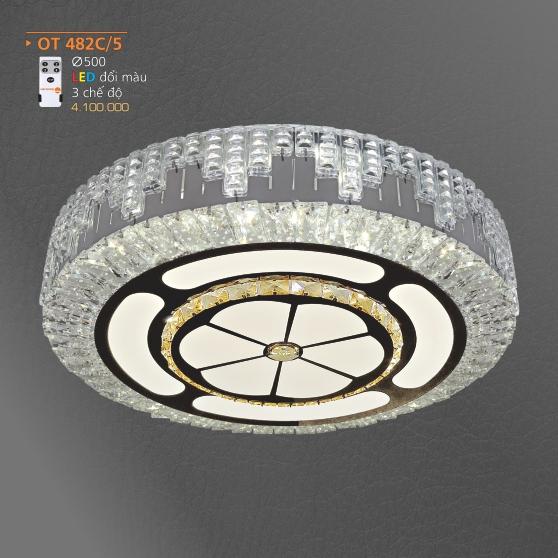 AD - OT 482C/5: Đèn áp trần LED - KT: Ø500mm - Đèn LED đổi 3 màu - Remote