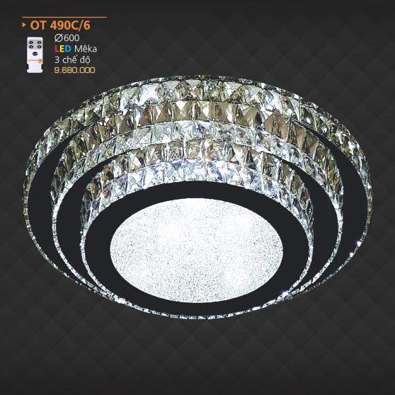 AD - OT  490C/6: Đèn áp trần LED - KT: Ø600mm - Đèn LED đổi 3 màu - Remote