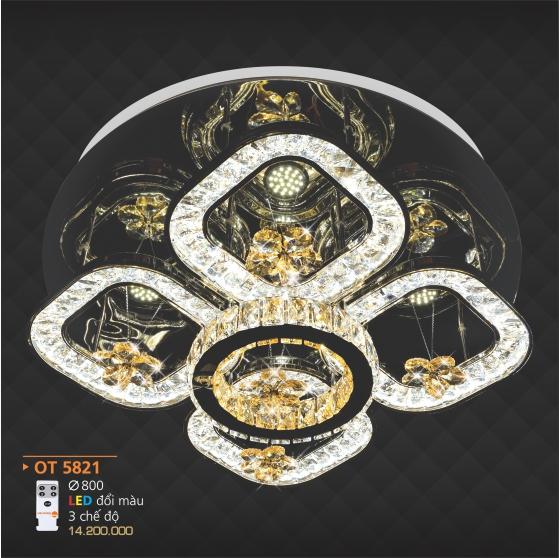 AD - OT 5821: Đèn áp trần LED - KT: Ø800mm - Đèn LED đổi 3 màu - Remote