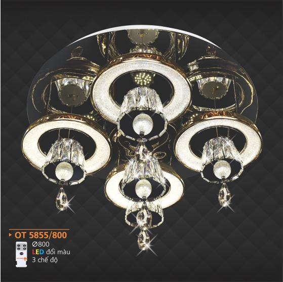 AD - OT 5855/800: Đèn áp trần LED - KT: Ø800mm - Đèn LED đổi 3 màu - Remote