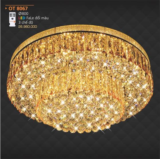 AD - OT 8067: Đèn áp trần Phale LED - KT: Ø800mm - Đèn LED đổi 3 màu - Remote