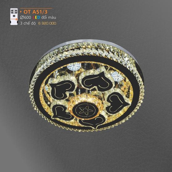 AD - OT A51/3 : Đèn áp trần LED - KT: Ø600mm - Đèn LED đổi 3 màu - Remote