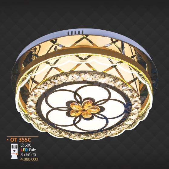 AD - OT255C: Đèn áp trần LED - KT: Ø600mm - Đèn LED đổi 3 màu - Remote