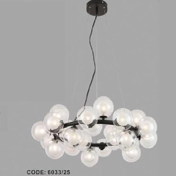 CODE: 6033/25: Đèn thả quả bi - KT: Ø690mm x H1200mm - Đèn LED 25 bóng