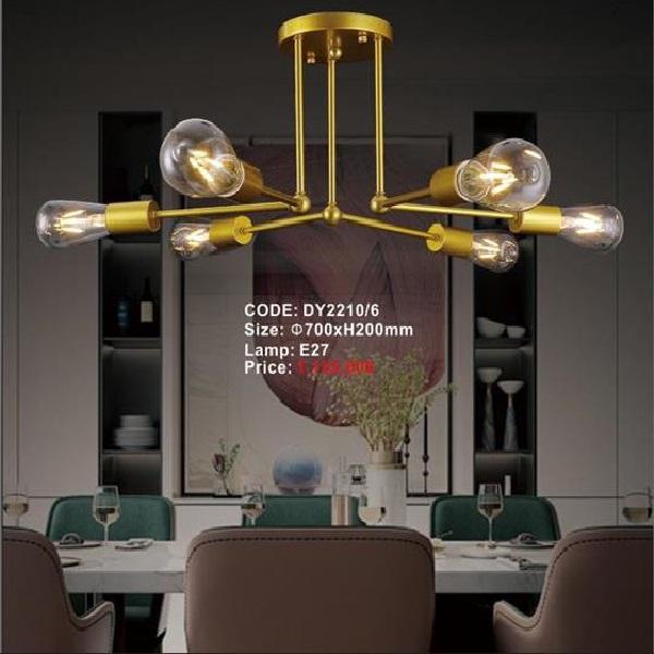 CODE: DY2210/6: Đèn thả  - KT: Ø700mm x  H200mm - Đèn chân E27 x 6 bóng ( tinh riêng)