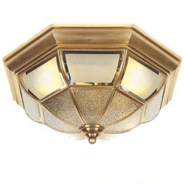 NM 002B: Đèn ốp trần đồng chao thủy tinh - KT: Ø450mm x H170mm - Bóng đèn E27 x 4 bóng