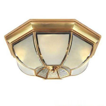 NM 006B: Đèn ốp trần đồng chao thủy tinh - KT: Ø500mm x H170mm - Bóng đèn E27 x 4 bóng