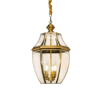 TD - 21: Đèn thả đơn xi mạ đồng - KT: W250mm x H380mm - Đèn E14 x 3 bóng