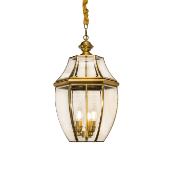 THD - 01-21: Đèn thả đơn xi mạ đồng - KT: W350mm x H520mm - Bóng đèn E14 x 3 bóng