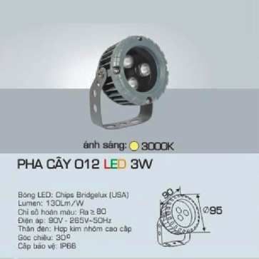 AFC - 012 LED 3W: Đèn pha cây LED 3W - Ánh sáng vàng 3200K