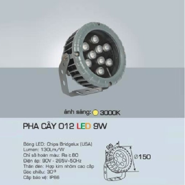 AFC - 012 LED 9W: Đèn pha cây LED 9W - Ánh sáng vàng 3200K