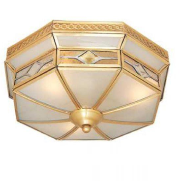 NM 013: Đèn ốp trần đồng chao thủy tinh - KT: Ø320mm x H170mm - Bóng đèn E27 x 3 bóng