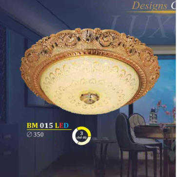BM 015LED: Đèn ốp trần LED, chao thủy tinh - KT: Ø350mm - Đèn LED đổi 3 màu