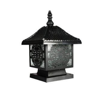 HF - 015: Đèn gắn đầu trụ - KT: 200mm x 200mm x H250mm - Bóng đèn E27 x 1