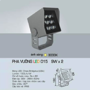 AFC - 015 9W x 2: Đèn pha vuông 9W x 2 - Ánh sáng vàng 3200K