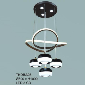 35 - THDBA03: Đèn thả LED 4 bóng - KT: Ø500mm x H1000mm - Đèn LED đổi 3 màu