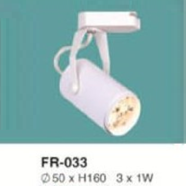 FR-033: Đèn rọi ray LED 3 x 1W - KT: Ø50mm x H160mm - 1 chế độ ánh sáng (trắng/vàng)