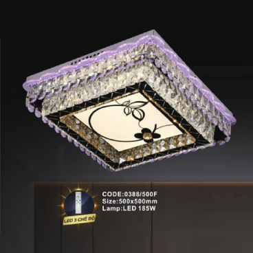CODE: 0388/500F: Đèn áp trần vuông LED - KT: L500mm x W500mm - Đèn LED 185W đổi 3 màu