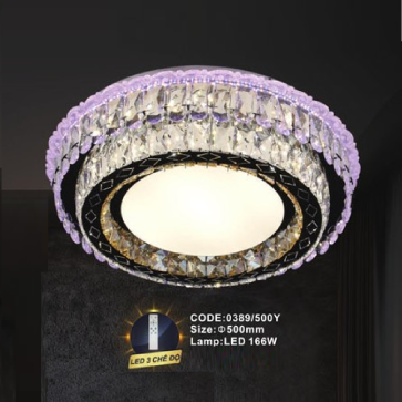 CODE: 0389/500Y: Đèn áp trần tròn LED - KT: Ø500mm - Đèn LED 166W ánh sáng đổi 3 màu