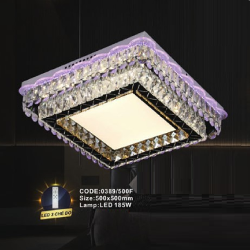 CODE: 0389/500F: Đèn áp trần vuông LED - KT: L500mm x W500mm - Đèn LED 185W đổi 3 màu
