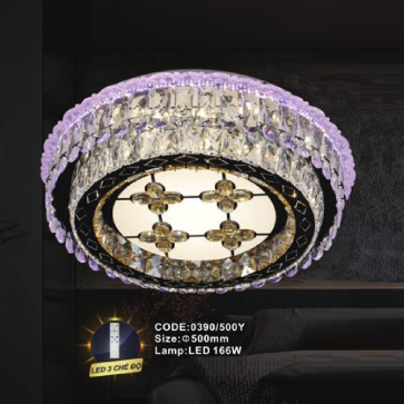 CODE: 0390/500Y: Đèn áp trần tròn LED - KT: Ø500mm - Đèn LED 166W ánh sáng đổi 3 màu