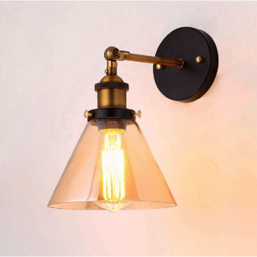 35 - VT03 A: Đèn gắn tường đơn chao thủy tinh - KT: Ø180mm x H220mm - Đèn chân E27 x 1 bóng