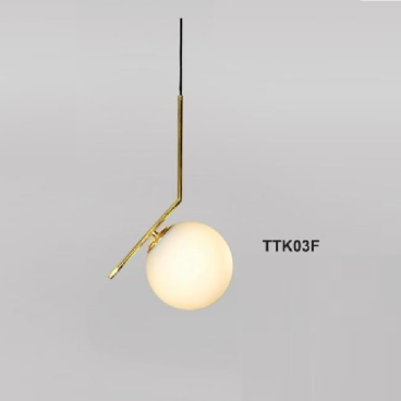 TTK03F: Đèn thả đơn chao quả bi - KT: Ø200mm x H450mm- Bóng đèn E27 x 1