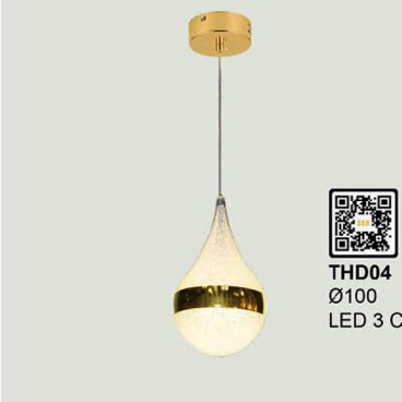 THD04: Đèn thả chao quả bi - KT: Ø100mm - Đèn LED đổi 3 màu