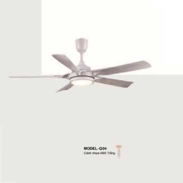 MODEL - Q04: Quạt trần đèn LED 5 cánh nhựa ABS màu Trắng
