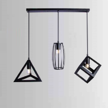 THCN 04-24: Đèn thả 3 gắn ngang - KT: L600mm x H900mm - Bóng đèn E27 x 3 bóng