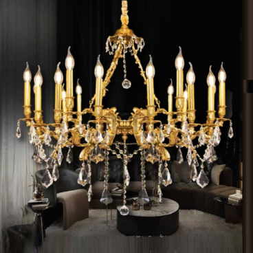 LH - Phedra 05: Đèn chùm đồng nguyên chất 18 tay, hạt Phale - KT: Ø850mm x H1300mm - Bóng đèn chân E14 x 18 bóng