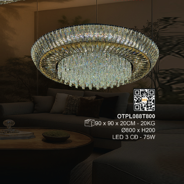 OTPL088T800: Đèn áp trần Phale LED - KT: Ø800mm x H200mm - Đèn LED 75W ánh sáng đổi 3 màu