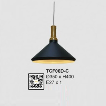TCF06D-C: Đèn thả đơn - KT: Ø350mm x H400mm - Đèn E27 x 1 bóng