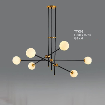 TTK06: Đèn thả chao quả bi - KT: L900mm x H750mm - Đèn LED G9 x 6 bóng