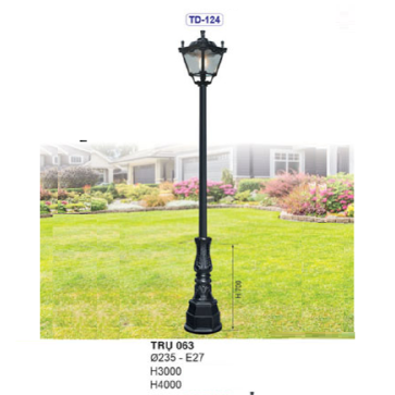 TRỤ 063: Đèn trụ sân vườn chất liệu hợp kim 1 bóng - Cao 3000mm