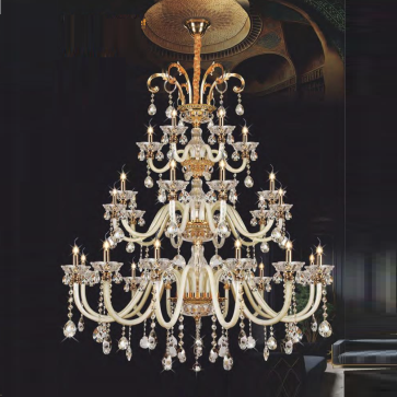 NC 0630/15+10+5: Đèn chùm Phale nến 30 tay - KT: Ø1350mm x H1650mm + 700mm - Bóng đèn nến E14 x 30 tay