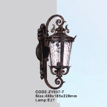 CODE: ZY067-7: Đèn gắn tường ngoài trời - KT: 480mm x 185mm x 220mm - Đèn E27 x 1 bóng