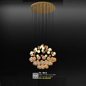 TH - 0815: Đèn thả  LED chao quả bi - KT: Ø800mm x H1700mm - Bóng đèn LED ánh sáng vàng 3500K