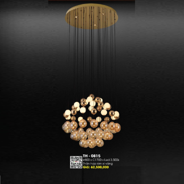 TH - 0815: Đèn thả  LED chao quả bi - KT: Ø800mm x H1700mm - Bóng đèn LED ánh sáng vàng 3500K