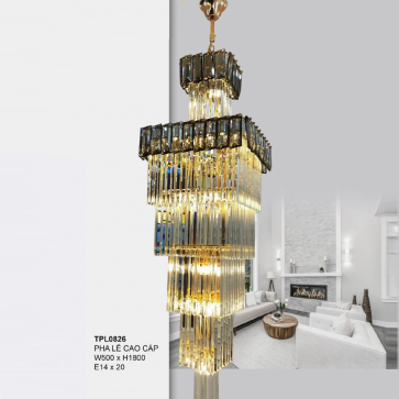 35 - TPL0826: Đèn thả Phale - KT: L500mm x W500mm x H1800mm - Bóng đèn E14 x 20 bóng