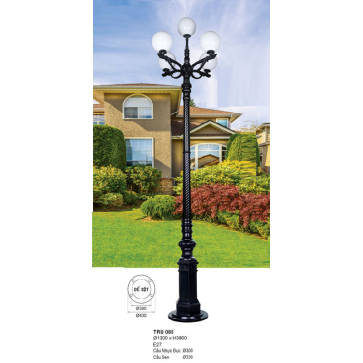 TRỤ - 086: Đèn trụ sân vườn chất liệu hợp kim, Chao đèn nhựa 5 bóng