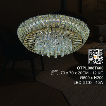OTPL088T600: Đèn áp trần Phale LED - KT: Ø600mm x H200mm - Đèn LED 45W ánh sáng đổi 3 màu