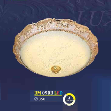 BM 090B LED: Đèn ốp trần LED, chao thủy tinh - KT: Ø350mm - Đèn LED đổi 3 màu