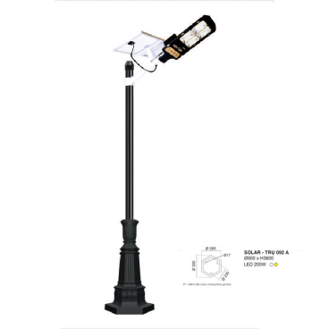 SOLAR - TRỤ 092A: Đèn pha trụ sân vườn sử dụng NLMT