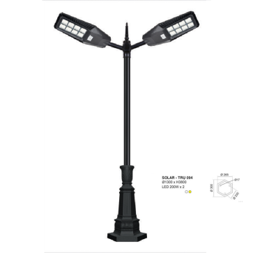 SOLAR - TRỤ 094: Đèn pha trụ sân vườn sử dụng NLMT
