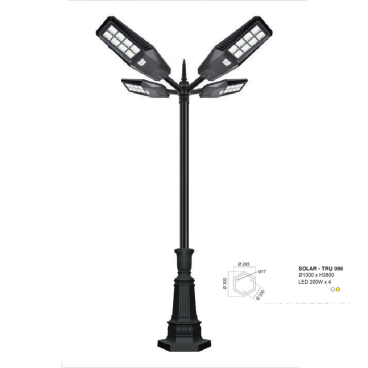SOLAR - TRỤ 096: Đèn pha trụ sân vườn sử dụng NLMT